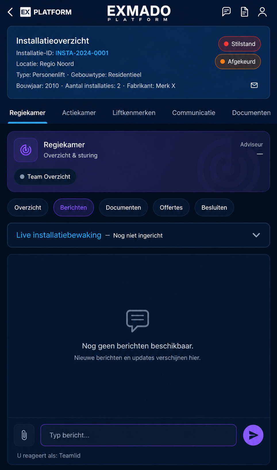 Voorbeeld van de Exmado webomgeving